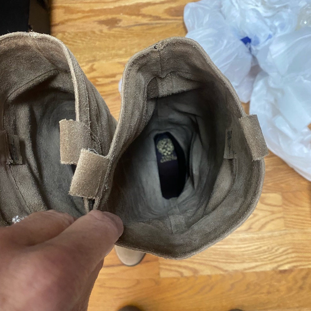 VINCE CAMUTO  Braden Suede Slouch Boots Almond Latte 3" Heel Size 9 - Picture 13 of 13